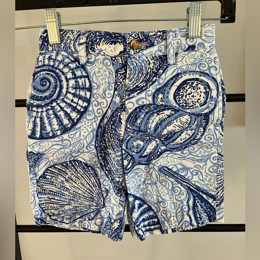 Lilly Pulitzer Blue and White Seashell Kids Shorts
